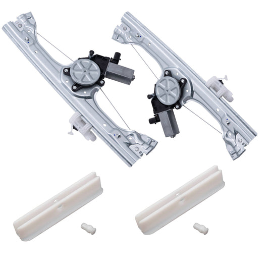 Front Driver Passenger Side Power Window Regulator with Motor and OE Type Glass Guide Set Plus Glass Run Channel Guide Clips. Compatible With 2012-2019 500/500c 2013-2019 500e
