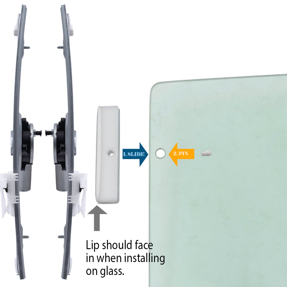 Front Driver Passenger Side Power Window Regulator with Motor and OE Type Glass Guide Set Plus Glass Run Channel Guide Clips. Compatible With 2012-2019 500/500c 2013-2019 500e