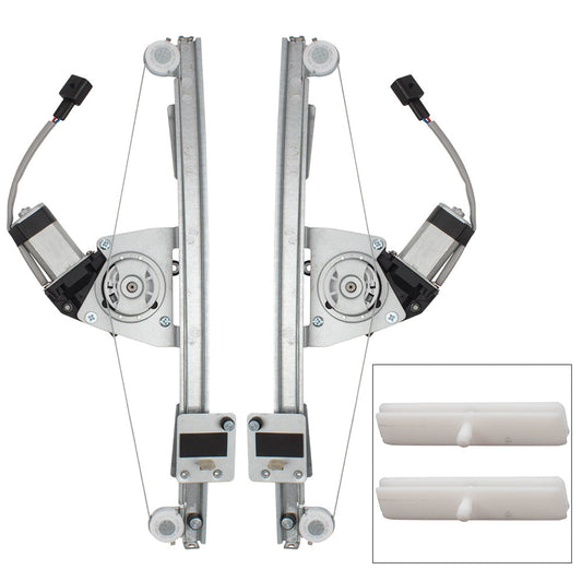 Front Driver Passenger Side Power Window Regulator with Motor and Upgraded Glass Guide Set Plus Glass Run Channel Guide Clips. Compatible With 2012-2019 500/500c 2013-2019 500e