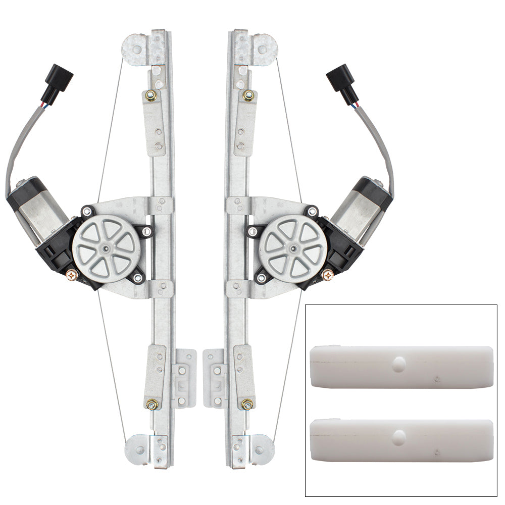 Pair Set Power Window Regulators Motors Front Assemblies w/Door Glass Run Channel Guide Clips Compatible with 12-18 500 500C 68070267AE 751-648 68070266AE 751-649