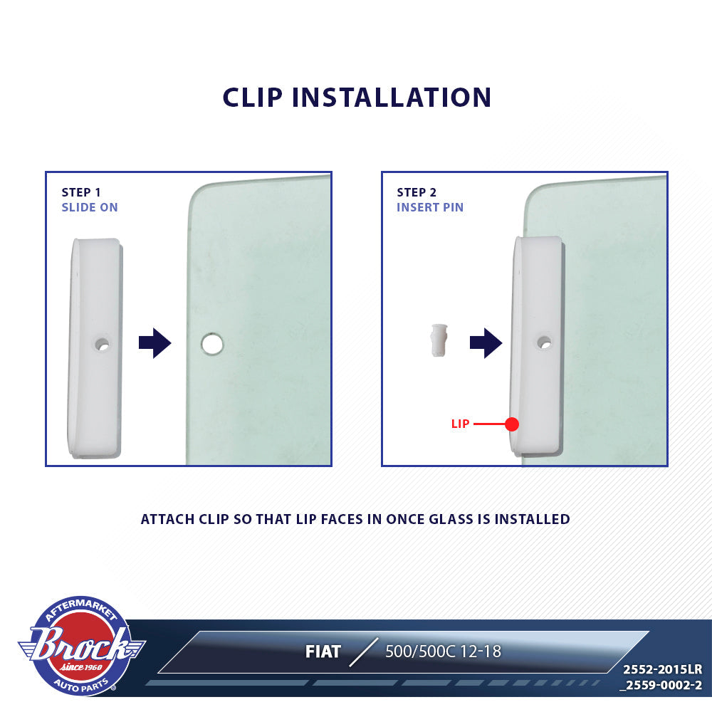 Front Driver Passenger Side Power Window Regulator with Motor and Upgraded Glass Guide Set Plus Glass Run Channel Guide Clips. Compatible With 2012-2019 500/500c 2013-2019 500e