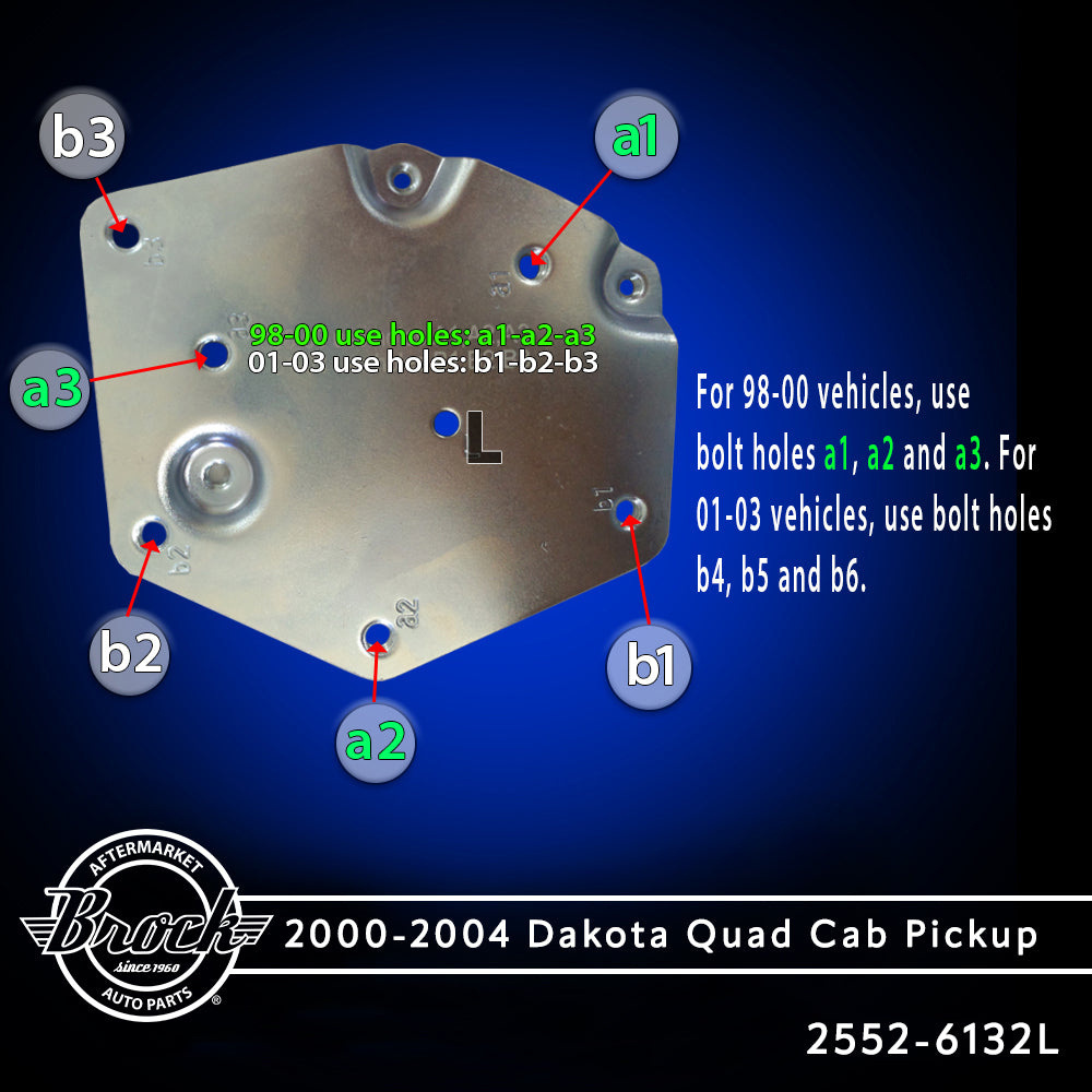 Driver Rear Power Window Regulator with Motor Assembly Compatible with 2000-2004 Dakota Quad Cab Pickup Truck