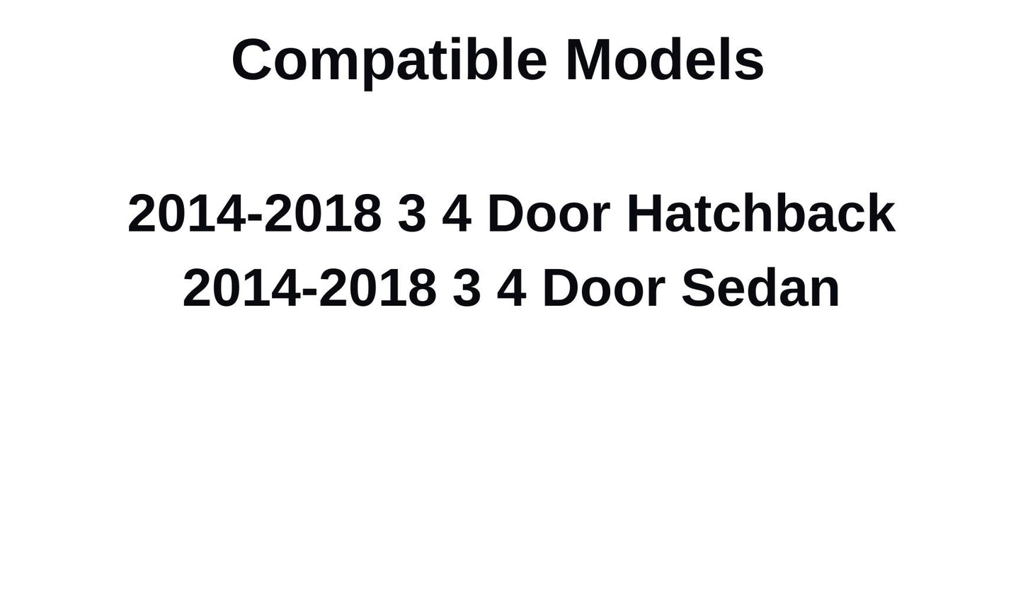 Passenger Right Side Front Door Window Door Glass Compatible with Mazda 3 2014-2018 Models