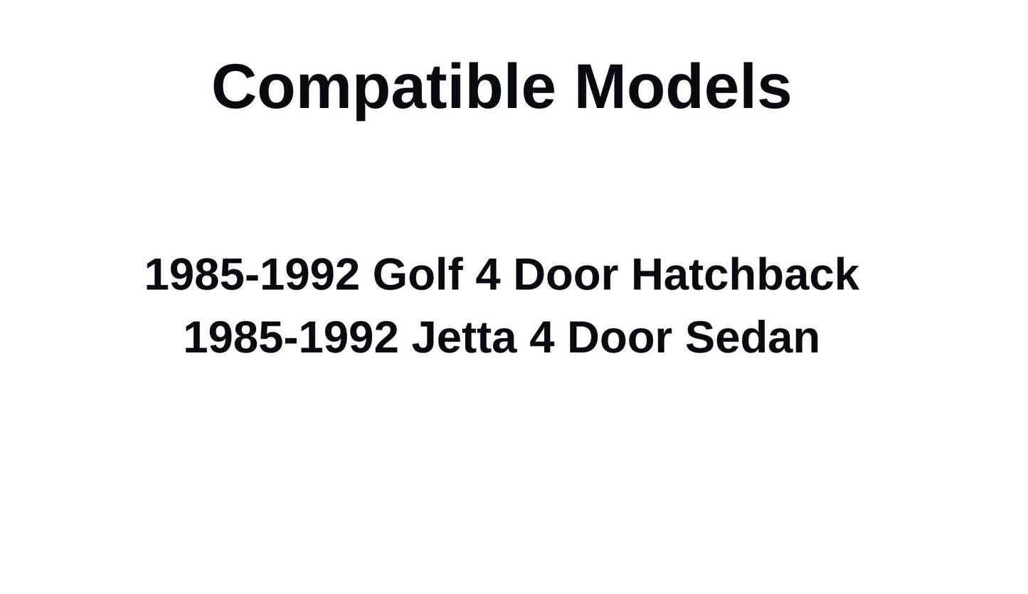 Driver Left Side Rear Vent Window Vent Glass Compatible with Volkswagen Golf 4 Door Hatchback / Jetta 4 Door Sedan 1985-1992 Models