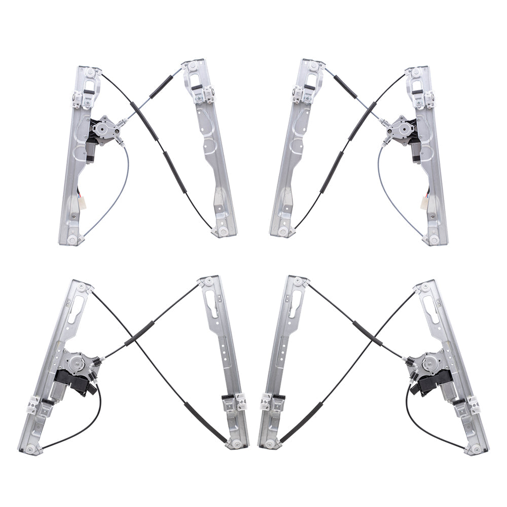 Part Driver & Passenger Side Power Window Regulators w/Motor 4 Piece Set Compatible with 2011-2014 Ford F-150 Crew Cab ONLY