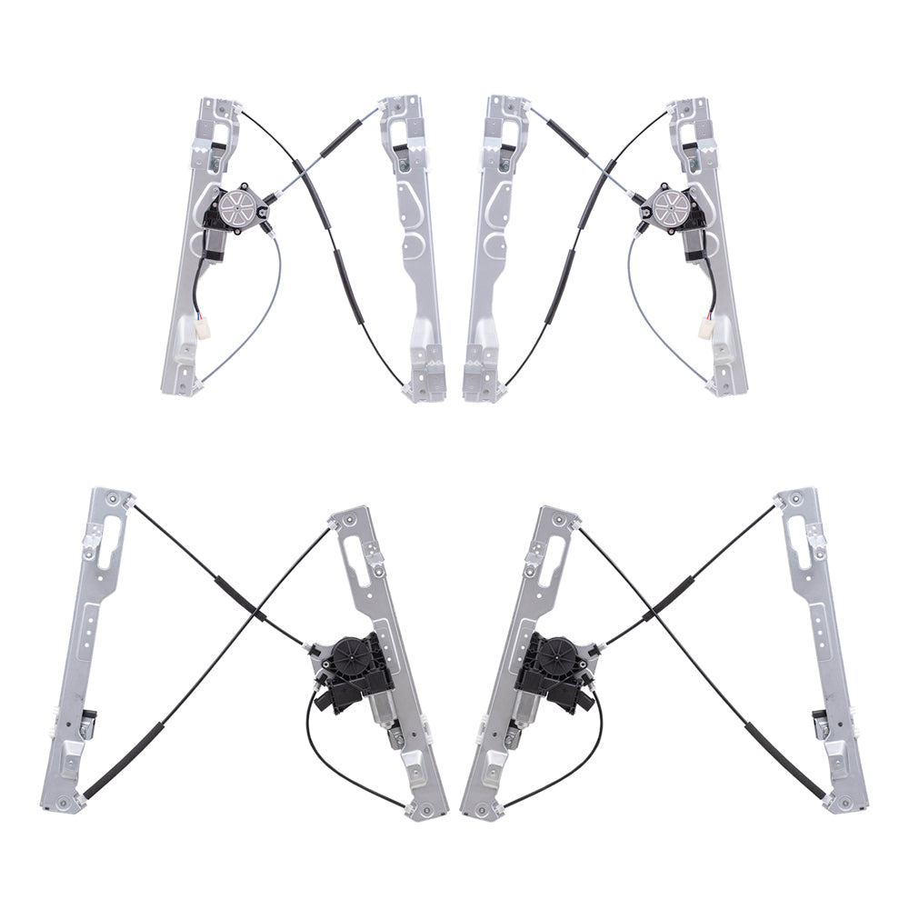 Part Driver & Passenger Side Power Window Regulators w/Motor 4 Piece Set Compatible with 2011-2014 Ford F-150 Crew Cab ONLY