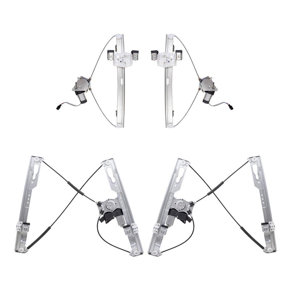 Part Driver & Passenger Side Power Window Regulators w/Motor 4 Piece Set Compatible with 2011-2014 Ford F-150 Extended Cab ONLY