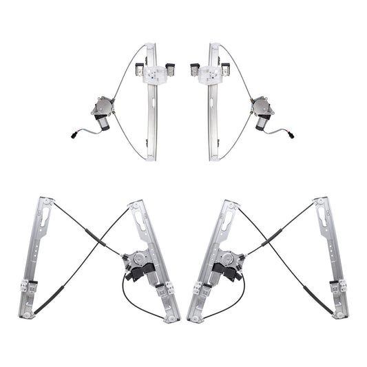 Part Driver & Passenger Side Power Window Regulators w/Motor 4 Piece Set Compatible with 2011-2014 Ford F-150 Extended Cab ONLY