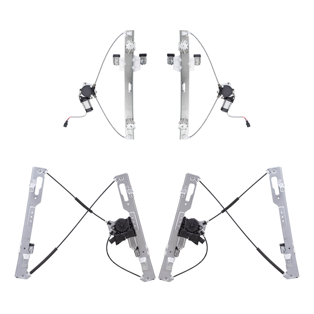 Part Driver & Passenger Side Power Window Regulators w/Motor 4 Piece Set Compatible with 2011-2014 Ford F-150 Extended Cab ONLY