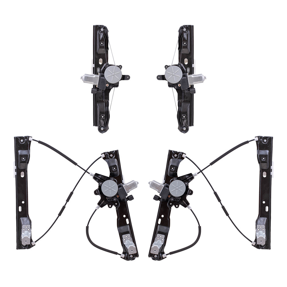 Driver and Passenger Side Power Window Regulators with Motor, 2 Pin Connector and One Touch Open 4 Piece Set Compatible with 2012-2018 Focus