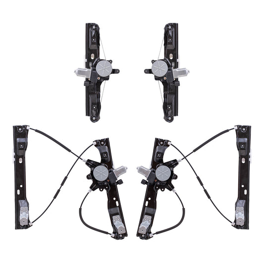 Driver and Passenger Side Power Window Regulators with Motor, 2 Pin Connector and One Touch Open 4 Piece Set Compatible with 2012-2018 Focus