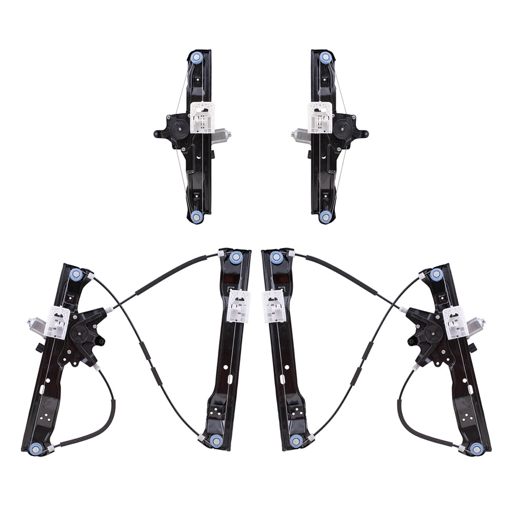 Driver and Passenger Side Power Window Regulators with Motor, 2 Pin Connector and One Touch Open 4 Piece Set Compatible with 2012-2018 Focus