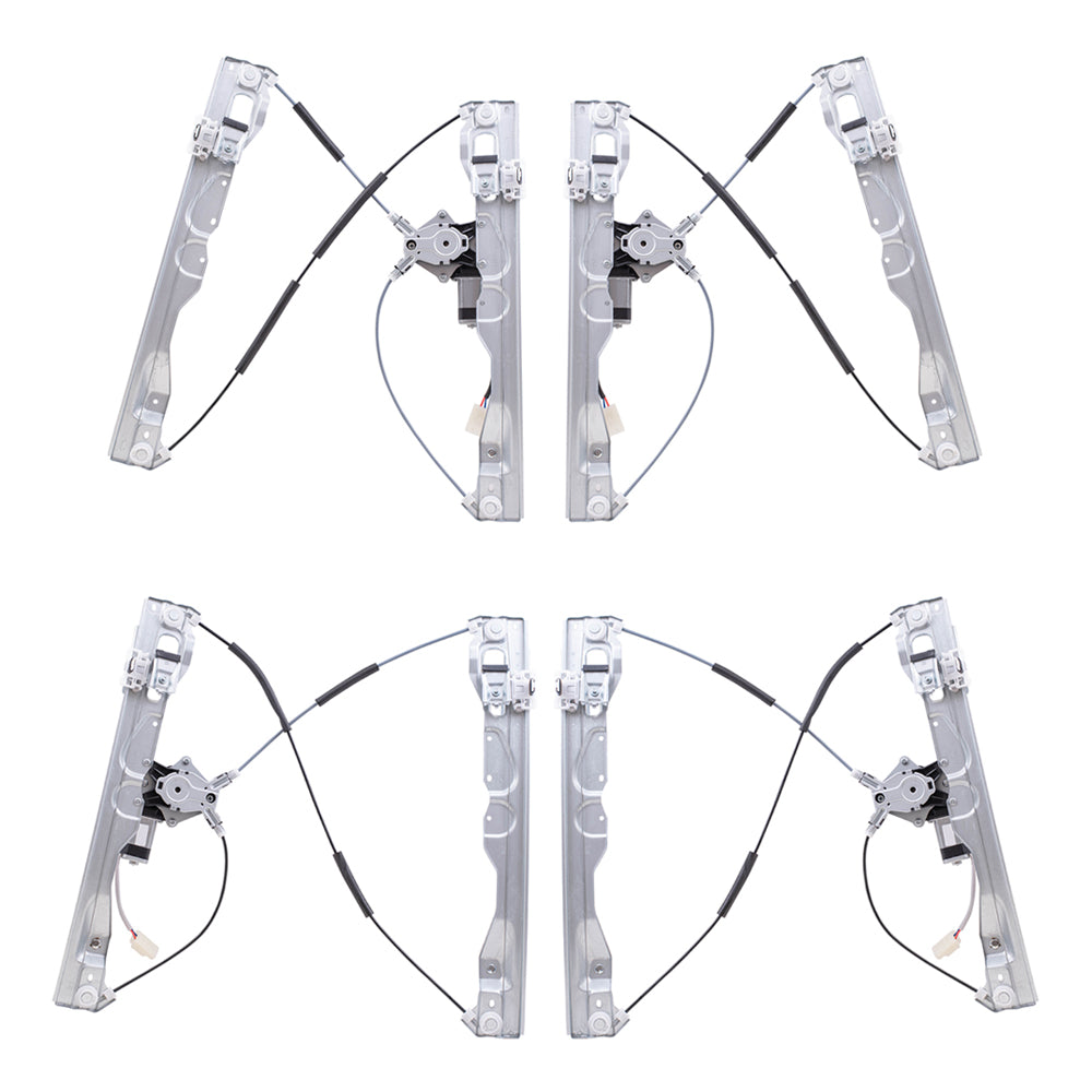 Front and Rear Power Window Regulators with Motor 4 Piece Set Compatible with 2009-2010 Ford F-150