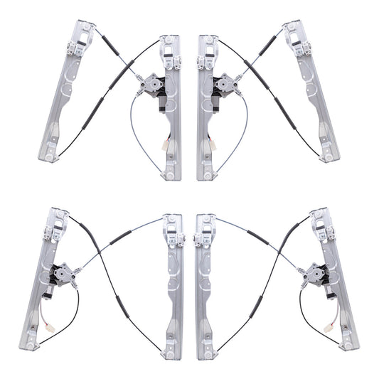 Front and Rear Power Window Regulators with Motor 4 Piece Set Compatible with 2009-2010 Ford F-150
