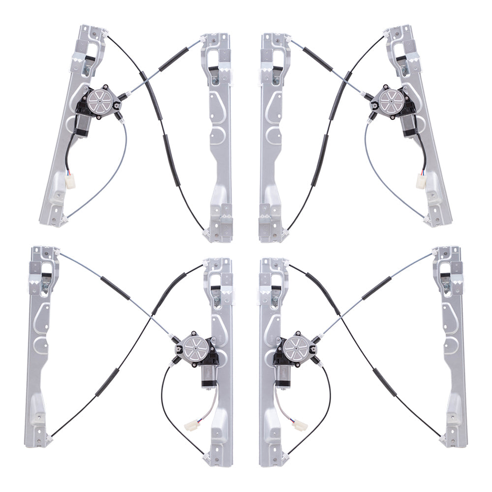 Front and Rear Power Window Regulators with Motor 4 Piece Set Compatible with 2009-2010 Ford F-150