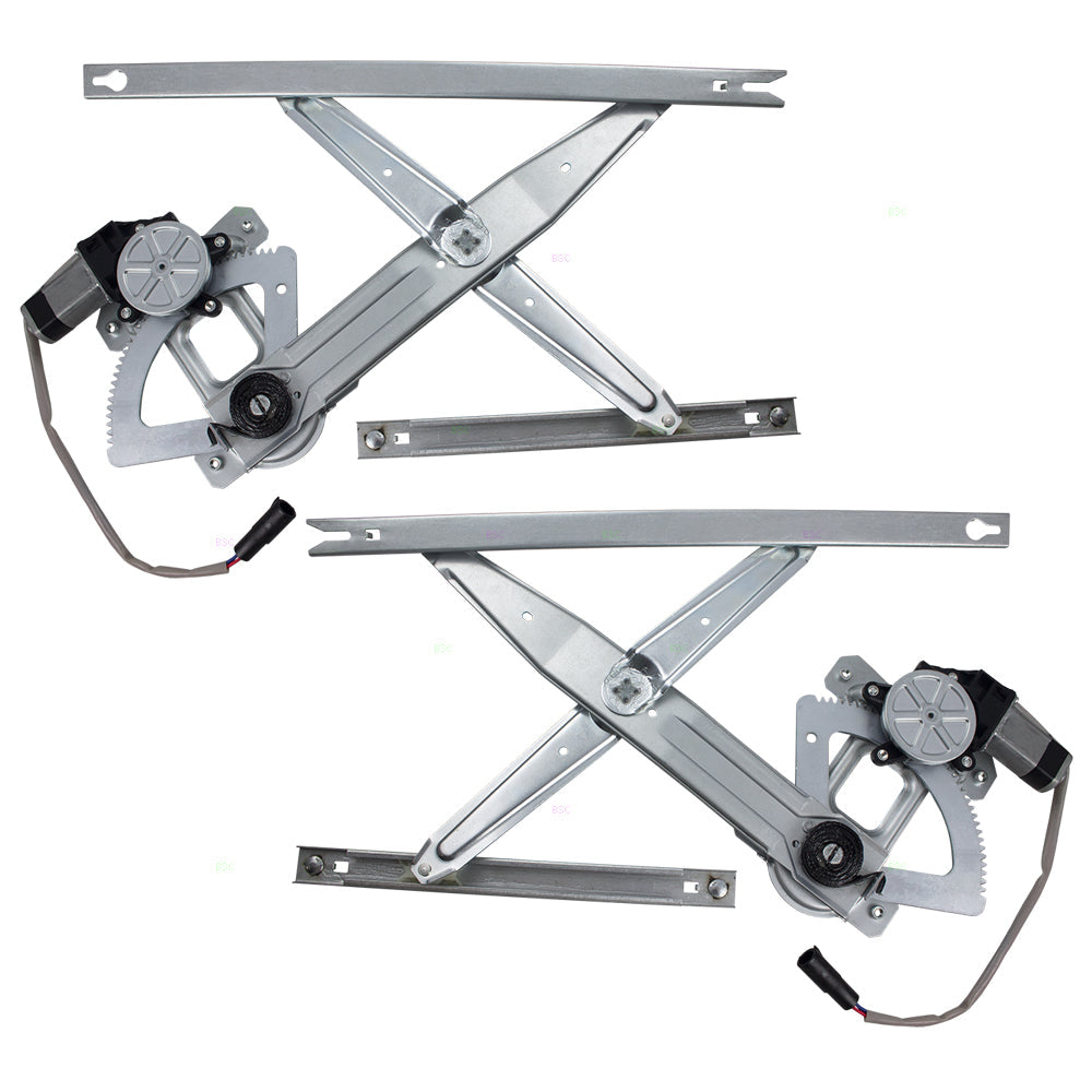 Pair Set Rear Power Window Lift Regulators w/ Motors Assemblies Compatible with 1999-2012 F250 F350 F450 Super Duty Crew Cab Pickup Truck
