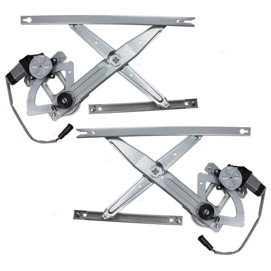 Pair Set Rear Power Window Lift Regulators w/ Motors Assemblies Compatible with 1999-2012 F250 F350 F450 Super Duty Crew Cab Pickup Truck