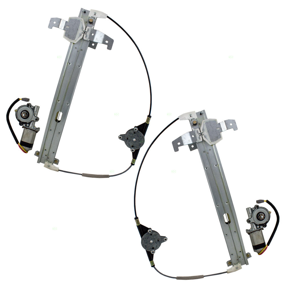 Driver and Passenger Rear Power Window Regulators & Motors Assemblies Compatible with 1990-1993 Town Car