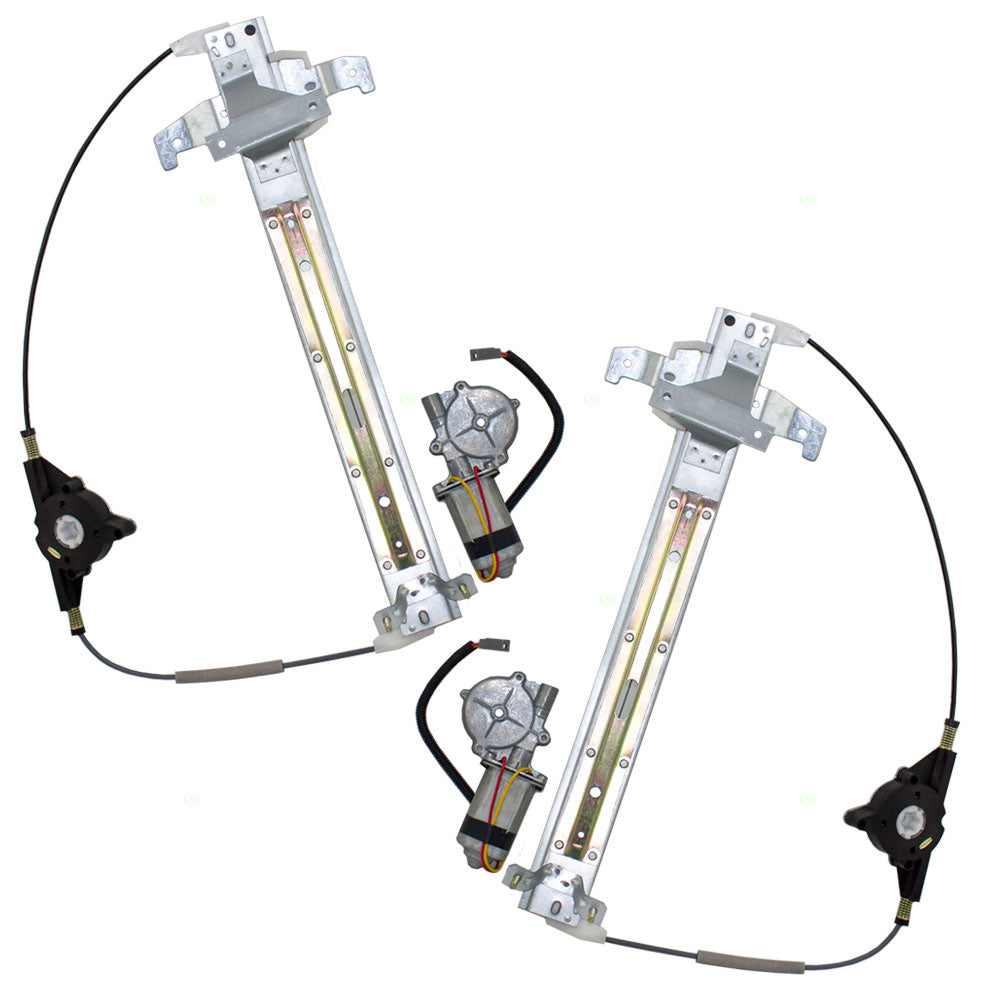 Driver and Passenger Rear Power Window Regulators & Motors Assemblies Compatible with 1990-1993 Town Car