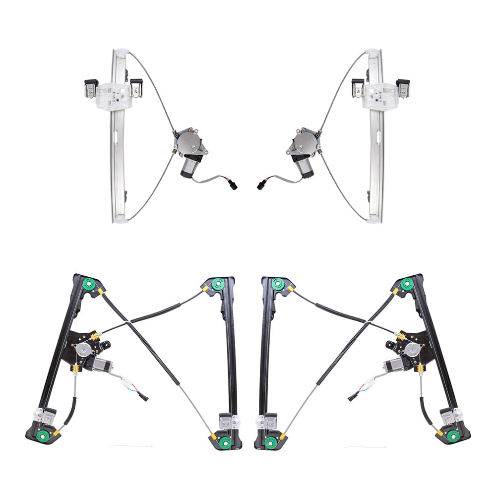 Front and Rear Power Window Regulators with Motor 4 Piece Set Compatible with 2004-2008 Ford F-150