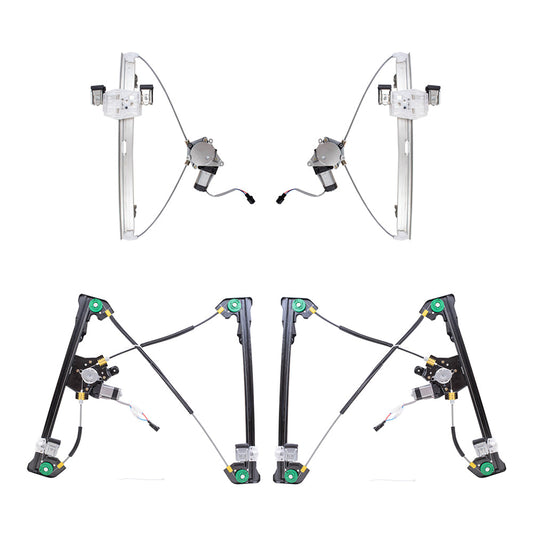 Front and Rear Power Window Regulators with Motor 4 Piece Set Compatible with 2004-2008 Ford F-150