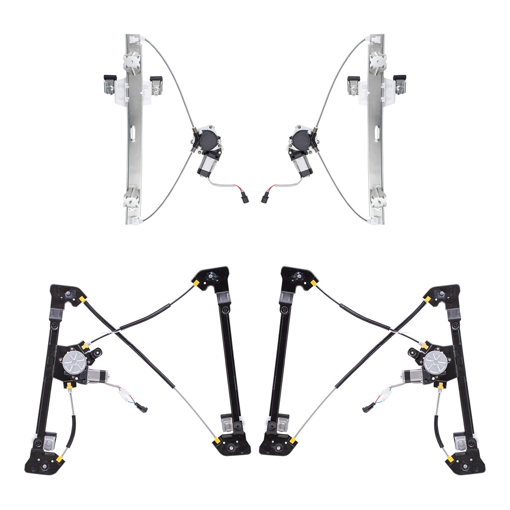 Front and Rear Power Window Regulators with Motor 4 Piece Set Compatible with 2004-2008 Ford F-150
