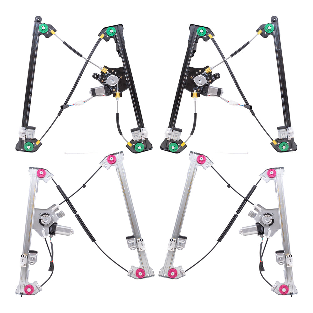 Front and Rear Driver Left Passenger Right Power Window Regulators with Motor 4 Piece Set Compatible with 2004-2008 Ford F-150
