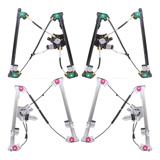 Front and Rear Driver Left Passenger Right Power Window Regulators with Motor 4 Piece Set Compatible with 2004-2008 Ford F-150