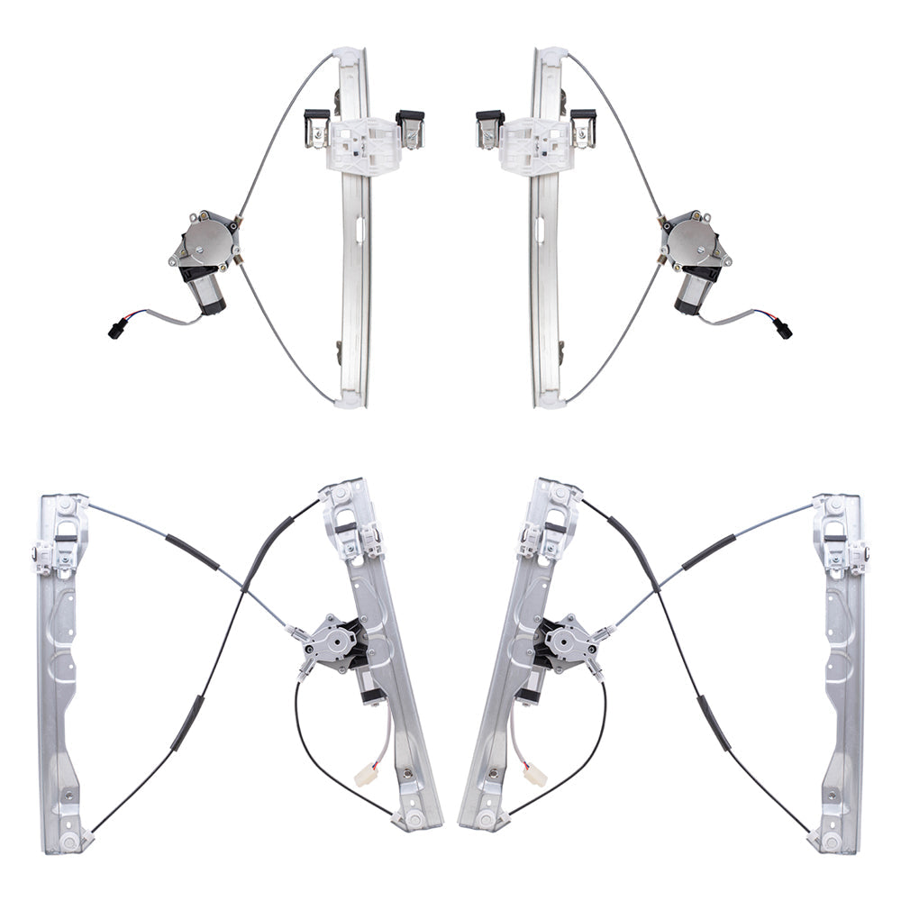 Front and Rear Power Window Regulators with Motor 4 Piece Set Compatible with 2009-2010 F-150 & 2009-2010 Lobo
