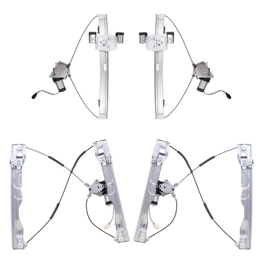 Front and Rear Power Window Regulators with Motor 4 Piece Set Compatible with 2009-2010 F-150 & 2009-2010 Lobo