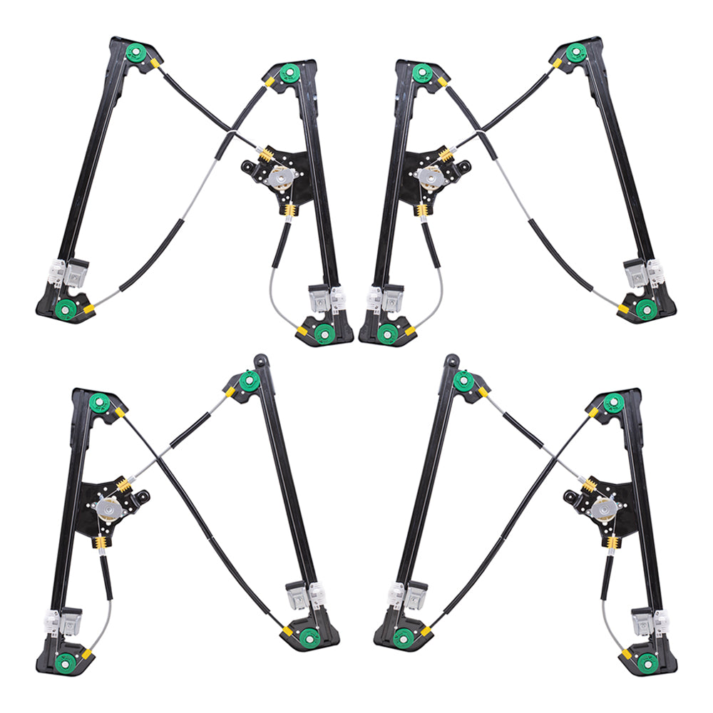 Front and Rear Power Window Regulators Without Motor 4 Piece Set Compatible with 2004-2008 F-150/Lobo & 2006-2008 Mark LT