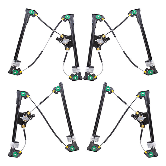 Front and Rear Power Window Regulators Without Motor 4 Piece Set Compatible with 2004-2008 F-150/Lobo & 2006-2008 Mark LT