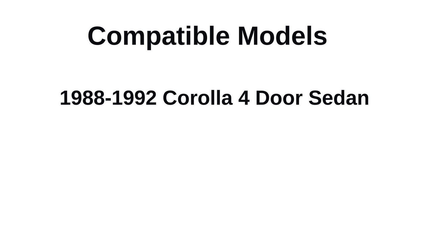 Driver Left Side Rear Vent Window Vent Glass Compatible with Toyota Corolla 4 Door Sedan 1988-1992 Models