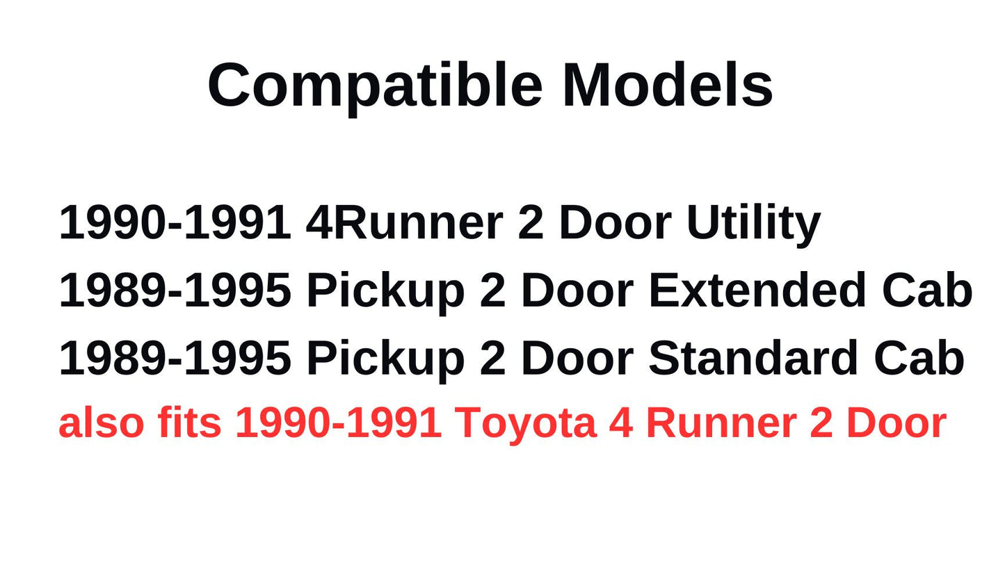 Driver Side Front Door Glass Door Window Door Glass W/Vent Window Compatible with Toyota Pickup Truck 1989-1995 Models / 4Runner 1990-1991 Models