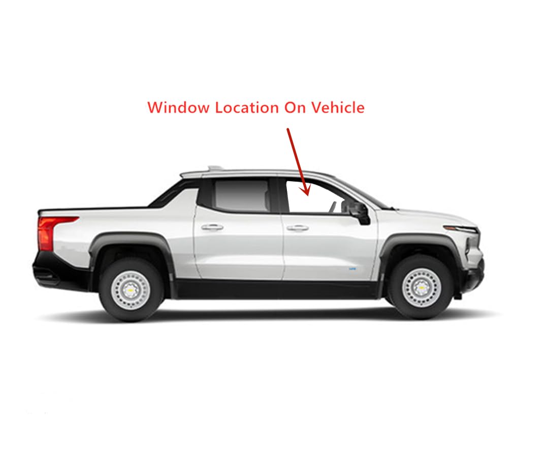 Tempered Passenger Right Side Front Door Window Door Glass Compatible with Chevrolet Silverado EV 2024-2025 Models (Only For Electric Vehicles)