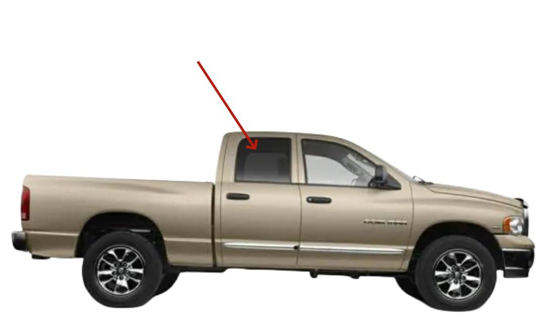 Passenger Right Side Rear Door Window Door Glass Compatible with Dodge Ram Pickup 4 Door Crew Cab 1500 2002-2008 Models/2500 3500 4500 5500 2003-2009 Models