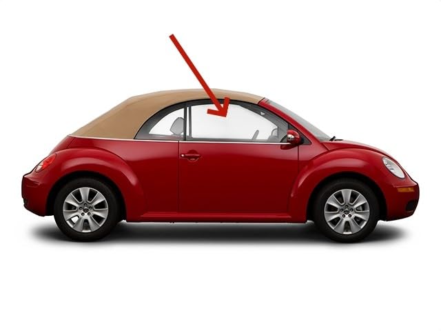 Passenger Right Side Door Glass Compatible with Volkswagen New Beetle 2 Door Convertible 2003-2010 Models