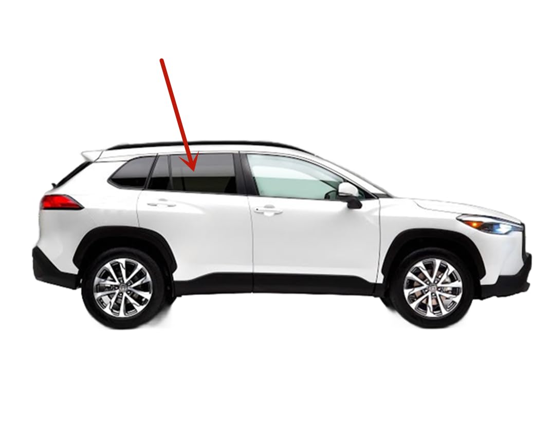 Tempered Passenger Right Side Rear Door Window Door Glass Compatible with Toyota Corolla Cross 2022-2025 Models (Not For Corolla)