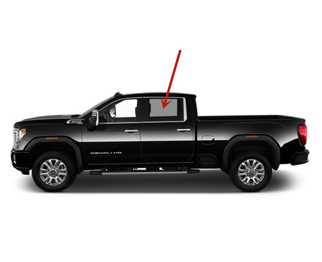 Driver Left Side Rear Door Window Door Glass Compatible with Chevrolet Silverado 2500/3500 2020-2025 & GMC Sierra 2500/3500 2020-2025 4 Door Crew Cab Pickup (Full Size Rear Door) Models