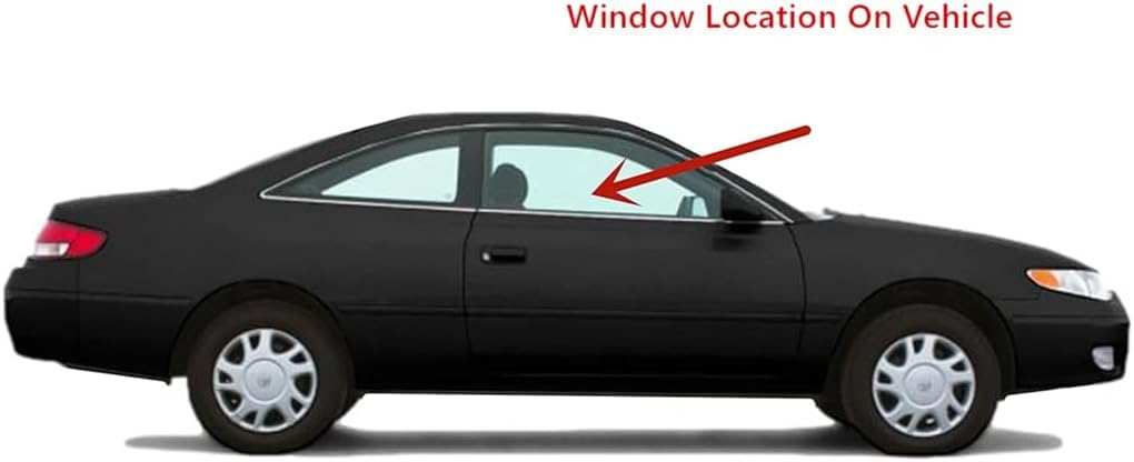 Clips Included Tempered Passenger Right Side Door Window Door Glass Compatible with Toyota Solara 1999-2003 Models