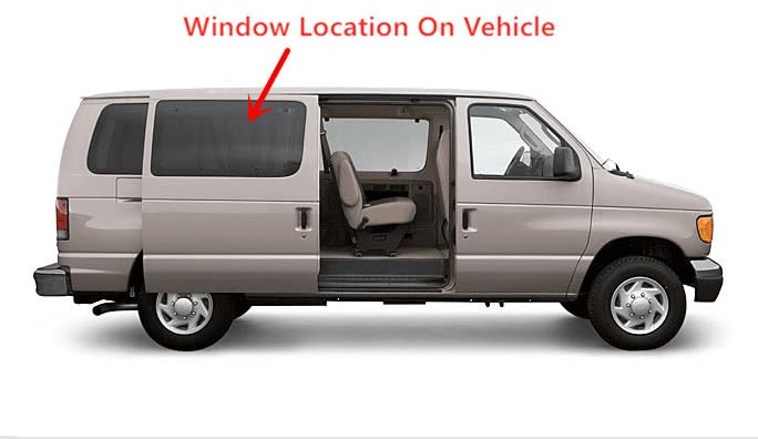 Tempered Movable Style Passenger Right Side Sliding Door Window Door Glass Compatible with Ford Econoline 1998-2016 Models