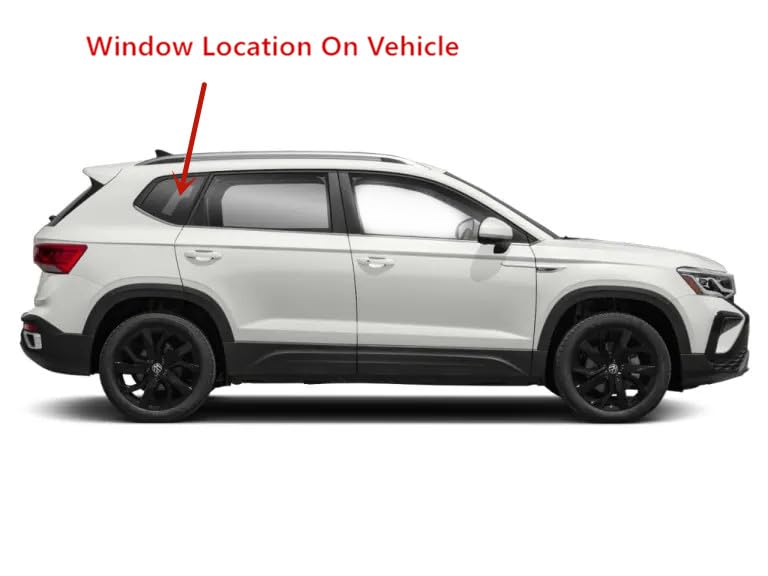 Tempered Partial Chrome Moulding Sytle Passenger Right Side Quater Window Quarter Glass Compatible with Volkswagen Taos 2022 Models