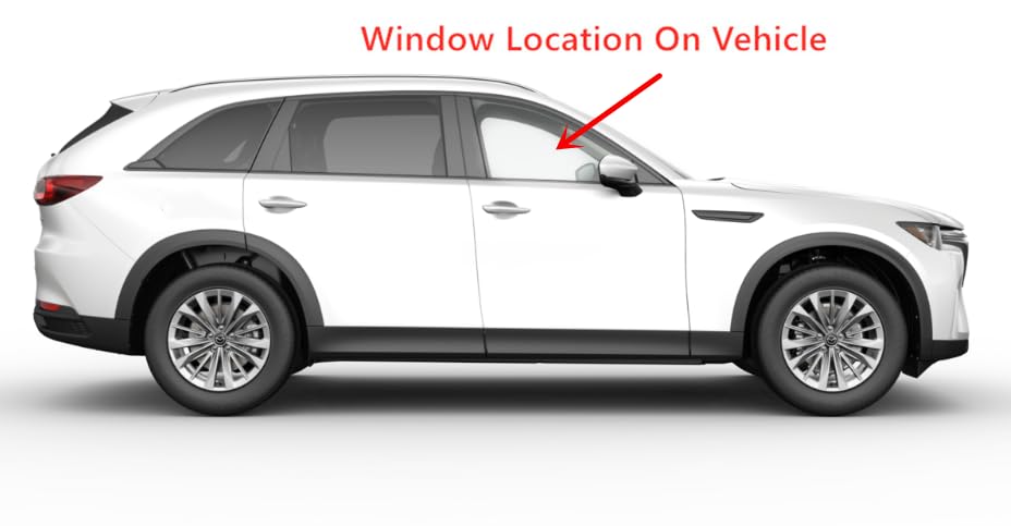 Tempered Passenger Right Side Front Door Window Door Glass Compatible with Mazda CX-90 2024-2025 Models