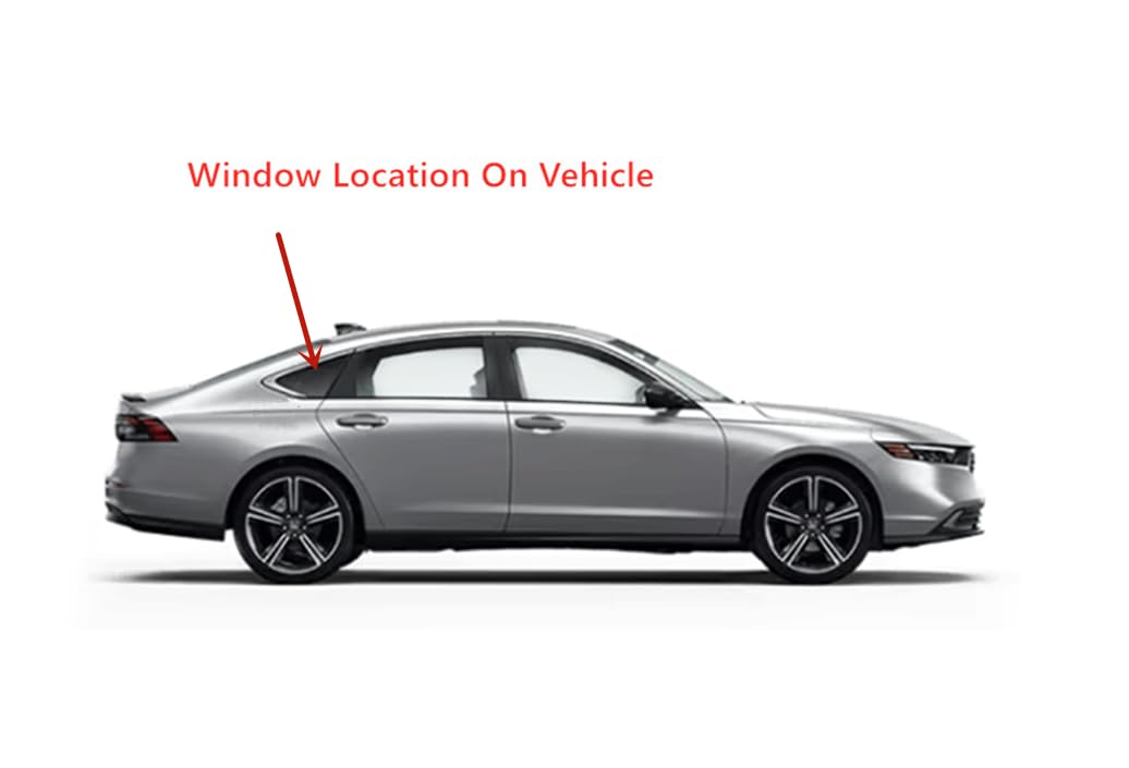 Chrome Molding Style Passenger Right Side Quarter Window Quarter Glass Compatible with Honda Accord 2023-2025 Models