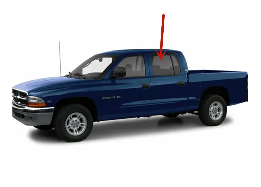 Tempered Driver Left Side Rear Door Window Door Glass Compatible with Dodge Dakota Pickup 4 Door Crew Cab 2000-2004 Models
