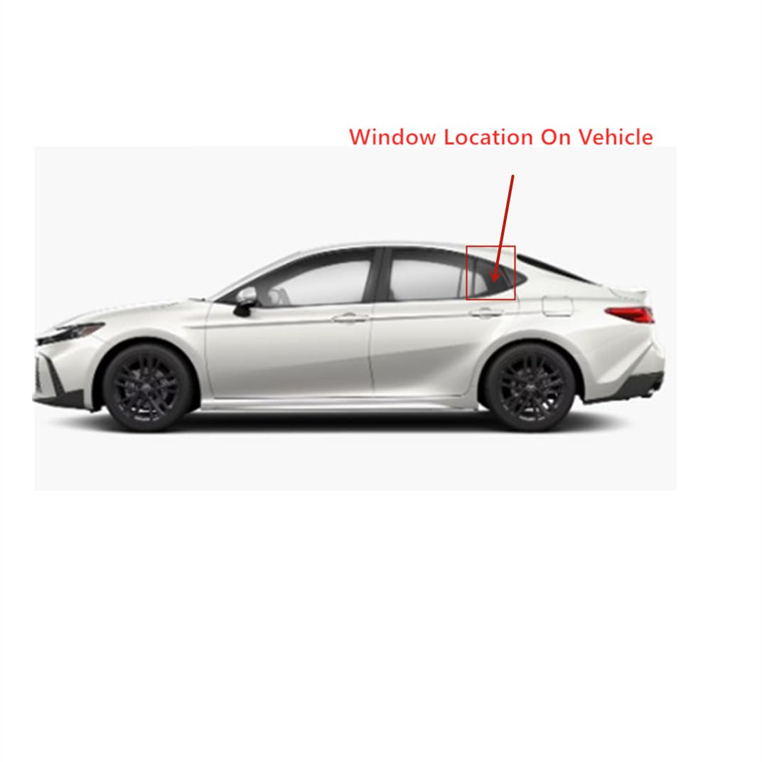 Tempered Driver Left Side Rear Vent Window Vent Glass Compatible with Toyota Camry 2025 Models Glass Only
