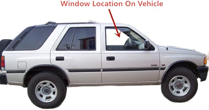 Tempered Power Passenger Right Side Front Door Window Glass W/O Vent Style Compatible with Isuzu Rodeo/Honda Passport 1994-1997 Models