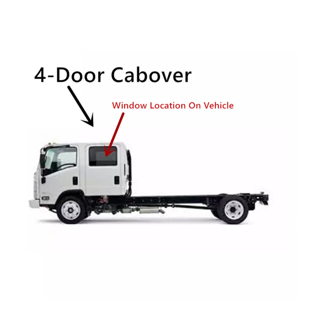 Tempered Privacy Driver Left Side Rear Door Window Door Glass Compatible With Chevrolet / GMC LCF W4500 W5500 & Isuzu NQR 2008-2016 / NPR NPR-HD 2008-2025 4-Door Cabover Models