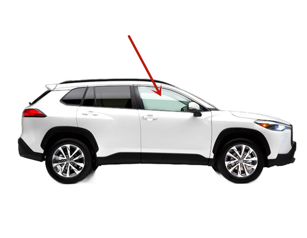 Tempered Passenger Right Side Front Door Window Door Glass Compatible with Toyota Corolla Cross 2022-2025 Models (Not For Corolla)