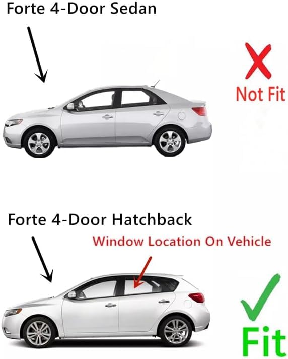 With Clips Style Driver Left Side Rear Door Window Door Glass Compatible with Kia Forte 4-Door Hatchback 2011-2013 Models